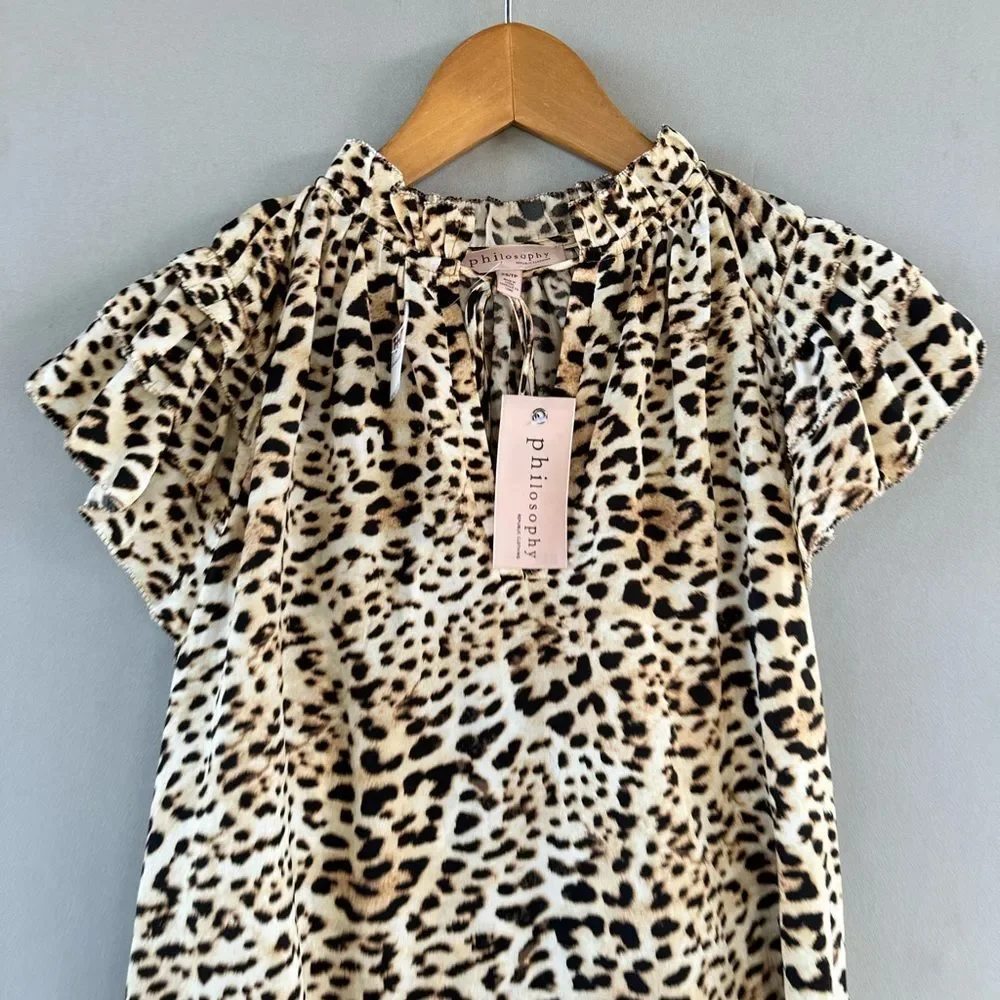 🎉5 for $45🎉 NWT Philosophy top blouse shirt size XS animal print - Picture 4 of 11